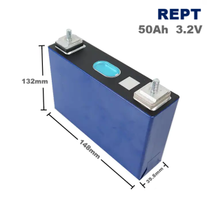Reliable, long-lasting 50 Ah prismatic LFP cell in a compact format (approx. 148 × 101 × 39 mm; 1.13–1.18 kg). Rated for 4,000–6,000 cycles with robust power handling (1C continuous; 3C pulses). Safe chemistry, low IR, and broad temperature range—perfect for solar storage, mobility, marine, and UPS systems.