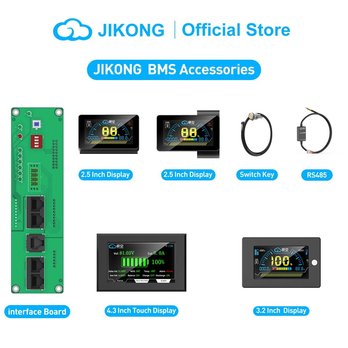 JK-BD4A24S6P Battery Management System with LCD display and wiring ports